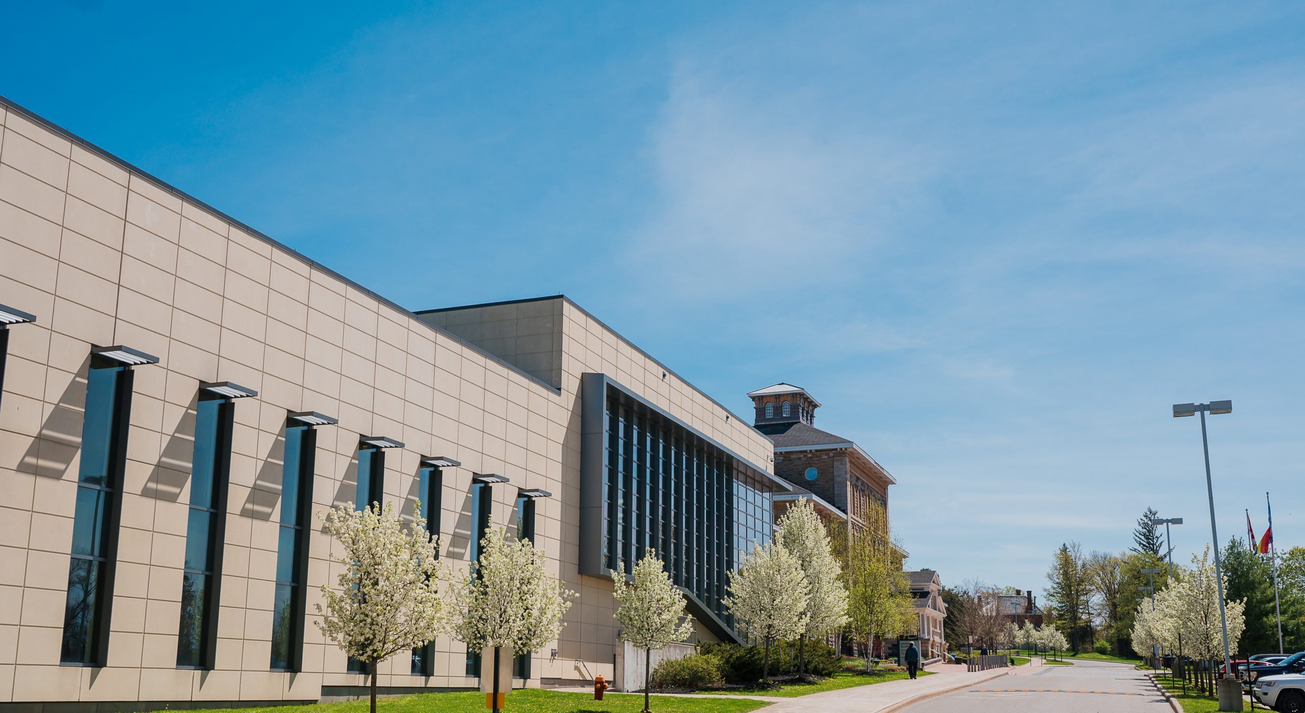 Waypoint administrative building, viewed at an angle from the far left side of the building.