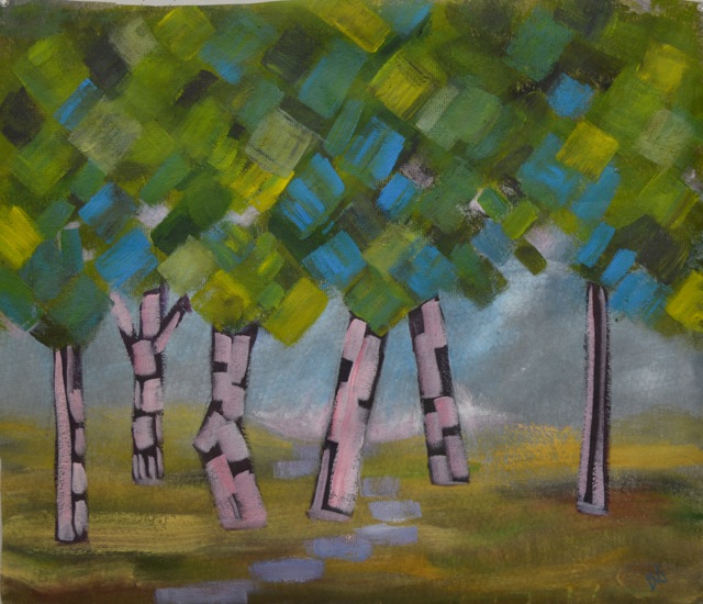 Patient artwork of birch trees.