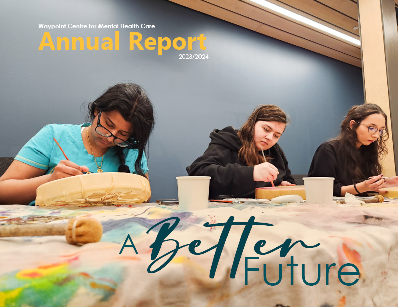 The cover of the 2024 Annual Report, picturing three young women painting hand drums.